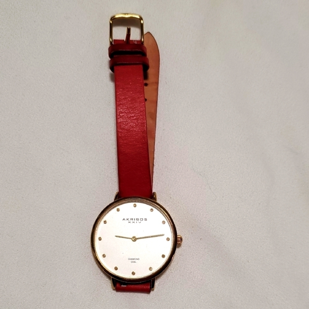 Akribos XXIV Red Strap Watch